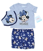Lade das Bild in den Galerie-Viewer, Baby Mädchen Minnie Mouse T-Shirt, Shorts und Halstuch Outfit Set- Nr1
