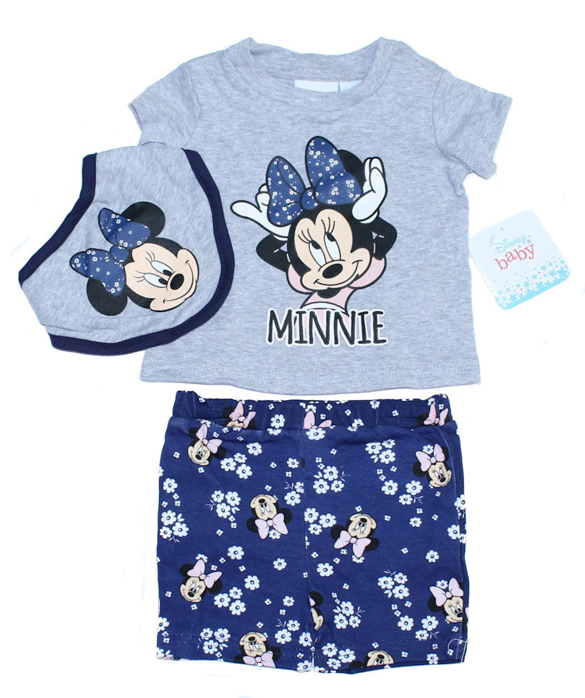 Baby Mädchen Minnie Mouse T-Shirt, Shorts und Halstuch Outfit Set- Nr1