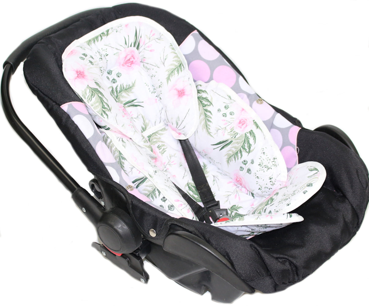 Sitzverkleinerer Baumwolle - Flowers -  für Auto Kindersitz Babyschale