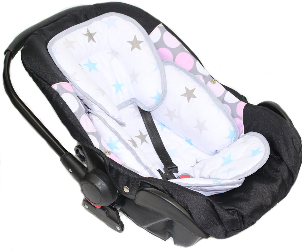 Sitzverkleinerer Baumwolle - Star Blau -  für Auto Kindersitz Babyschale