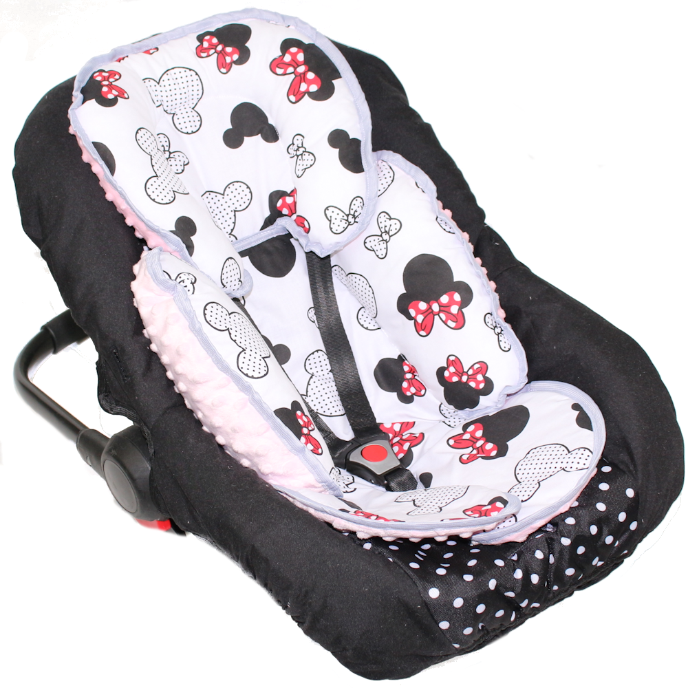 Sitzverkleinerer MINKY - Baumwolle - Minnie+Rosa-  für Auto Kindersitz Babyschale
