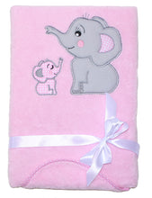 Lade das Bild in den Galerie-Viewer, Babydecke mit Namen bestickt -Elefanten Rosa- Kuscheldecke
