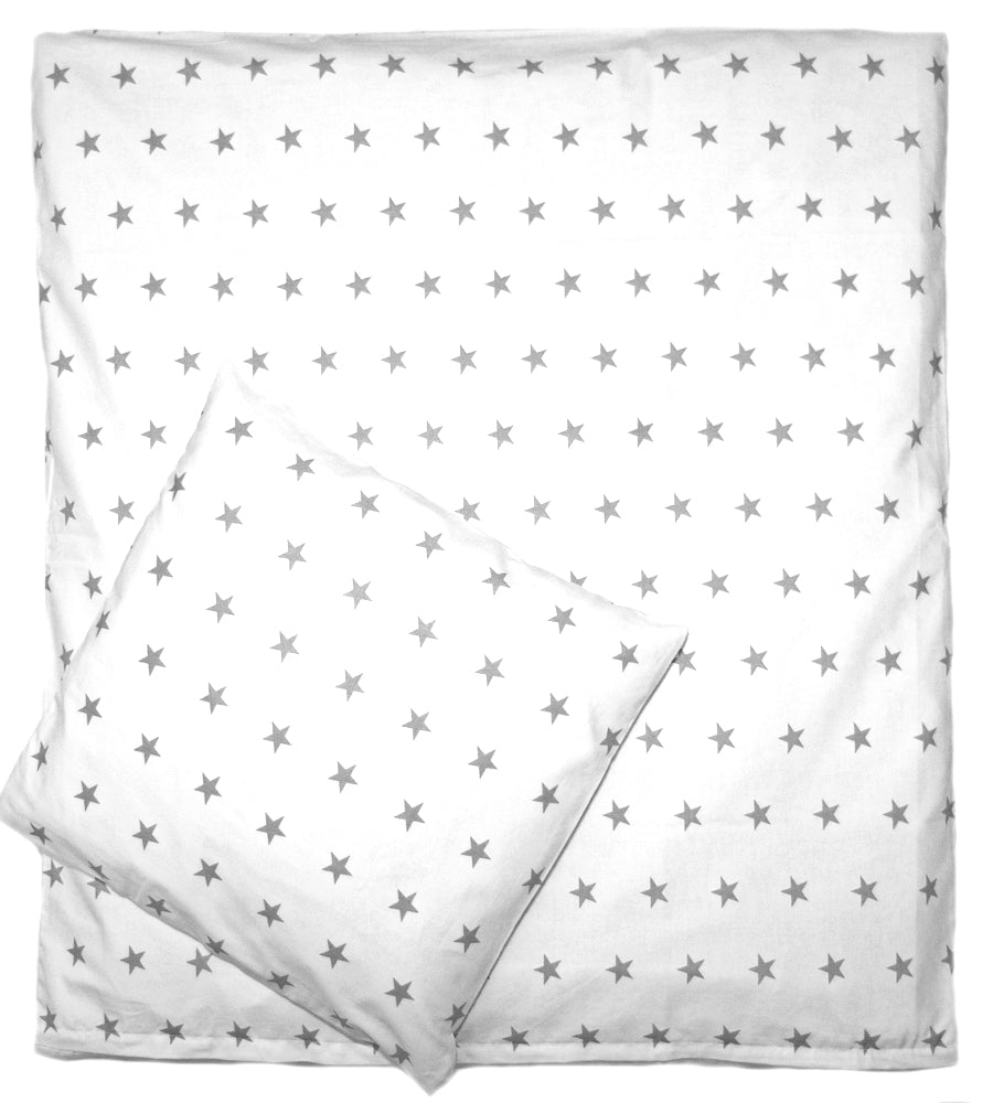 2-4 teiliges Bettwäsche Set - Sternchen auf weiß - 70x78 cm für Wiege Beistellbett Kinderwagen