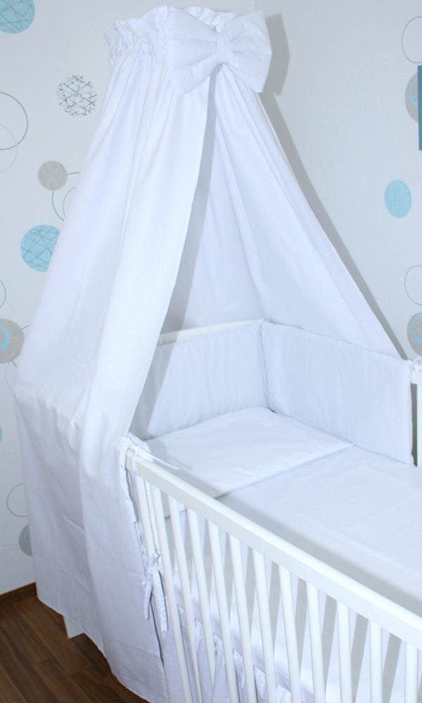 Babybett Himmel Vollstoff - Weiß- für Baby Bett Vollstoffhimmel Baumwolle