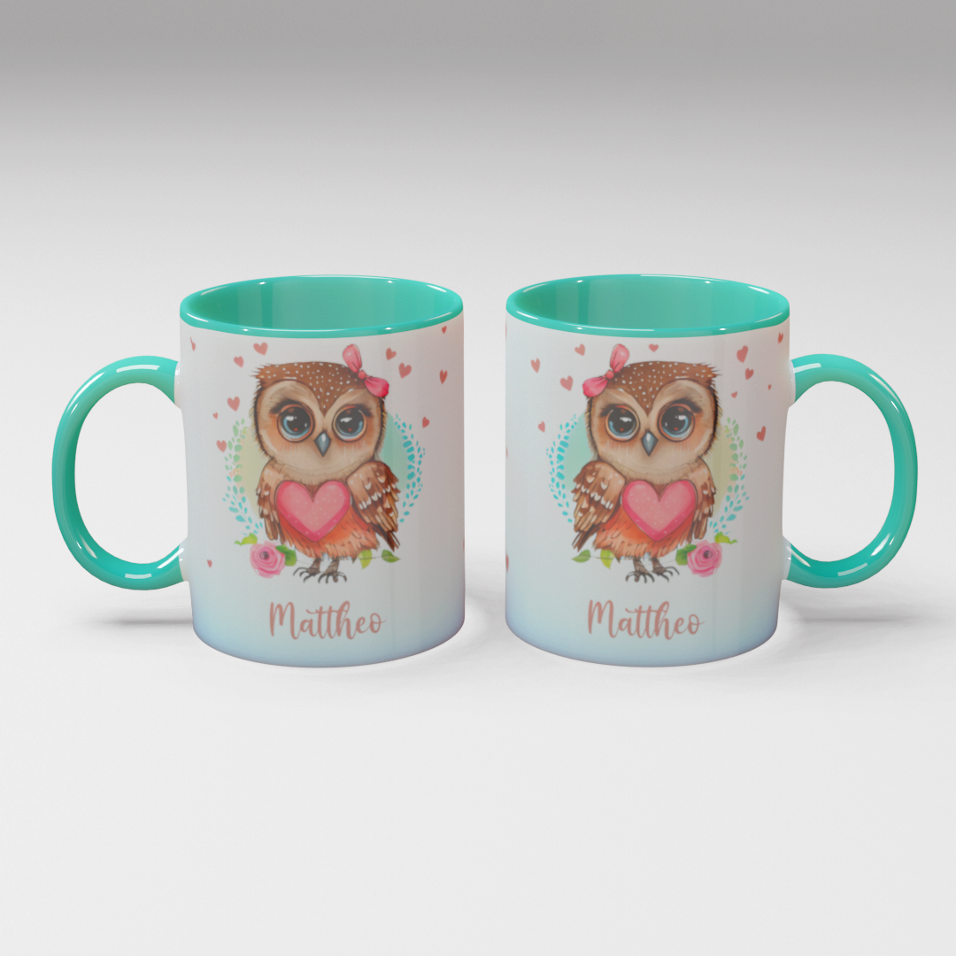 Personalisierte Kaffee - Tasse mit Namen - Eule-1