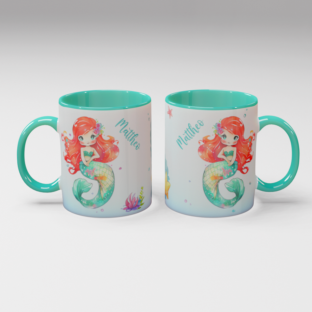 Personalisierte Kaffee - Tasse mit Namen - Meerjungfrau-1