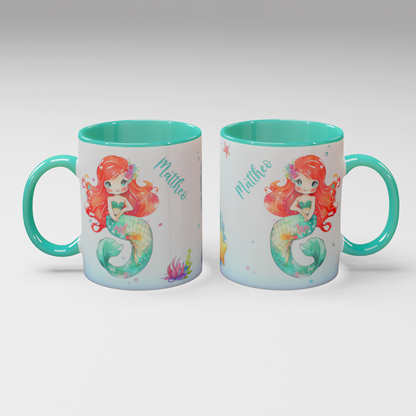 Personalisierte Kaffee - Tasse mit Namen - Meerjungfrau-1