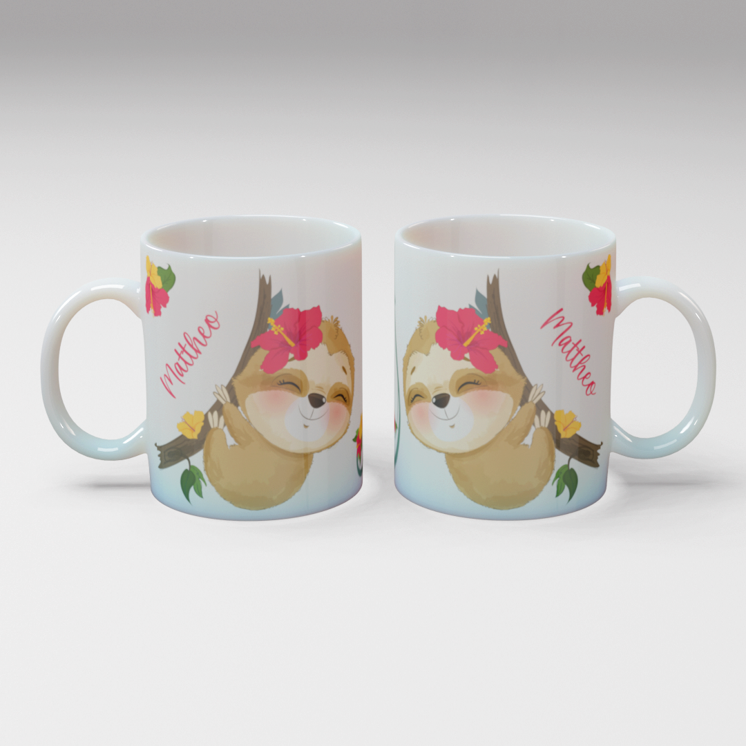 Personalisierte Kaffee - Tasse mit Namen - Faultier-1
