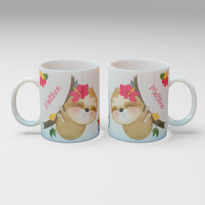 Personalisierte Kaffee - Tasse mit Namen - Faultier-1