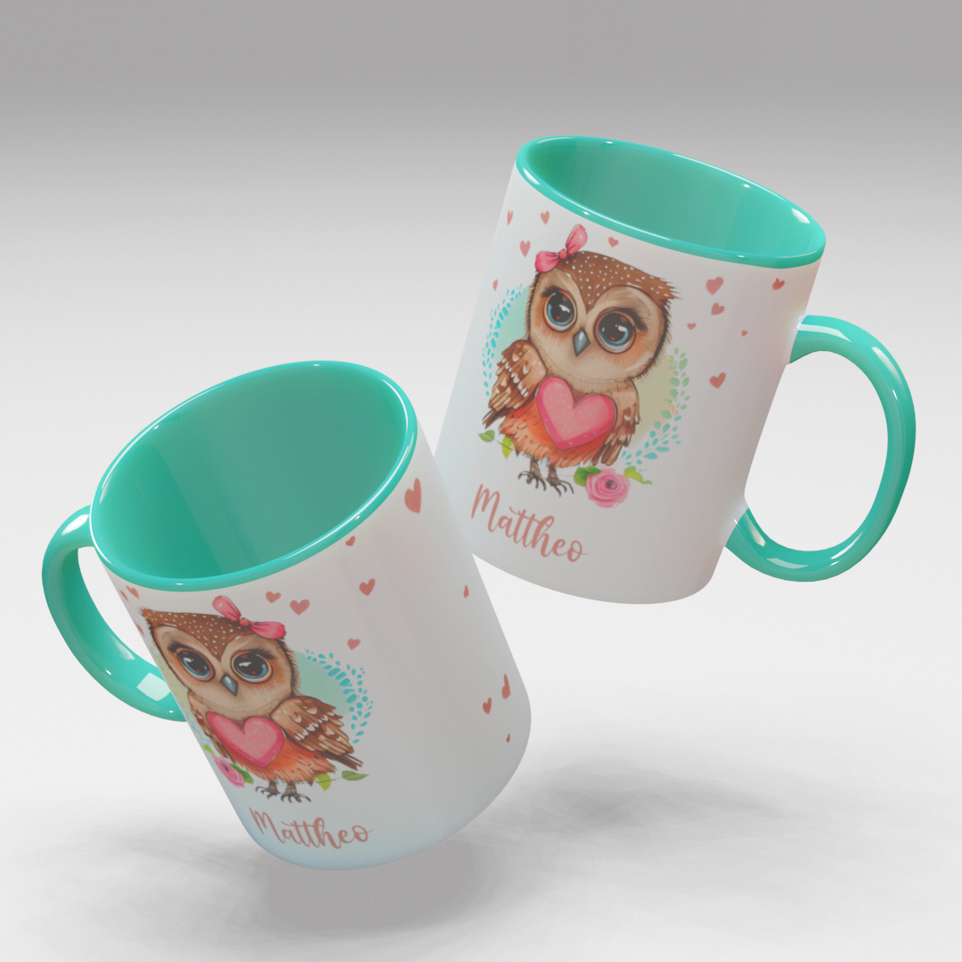 Personalisierte Kaffee - Tasse mit Namen - Eule-1