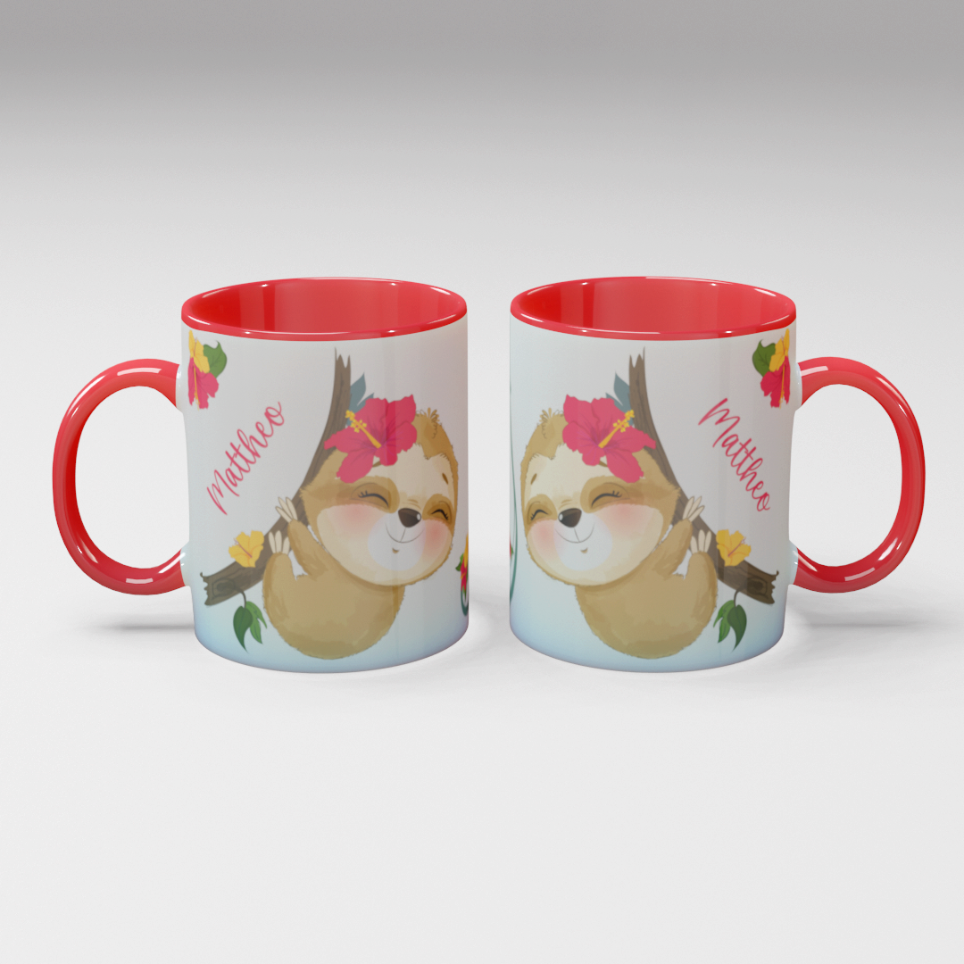 Personalisierte Kaffee - Tasse mit Namen - Faultier-1