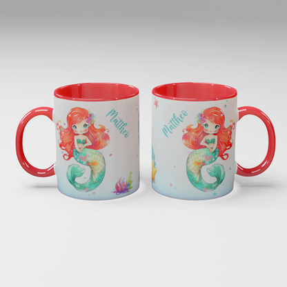 Personalisierte Kaffee - Tasse mit Namen - Meerjungfrau-1
