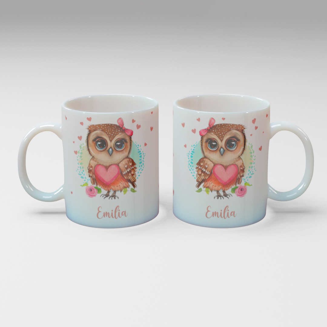 Personalisierte Kaffee - Tasse mit Namen - Eule-1