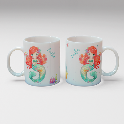 Personalisierte Kaffee - Tasse mit Namen - Meerjungfrau-1