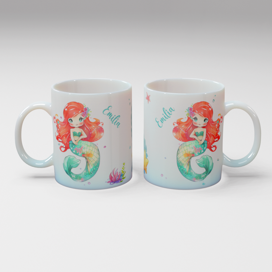 Personalisierte Kaffee - Tasse mit Namen - Meerjungfrau-1