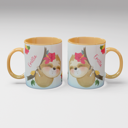 Personalisierte Kaffee - Tasse mit Namen - Faultier-1