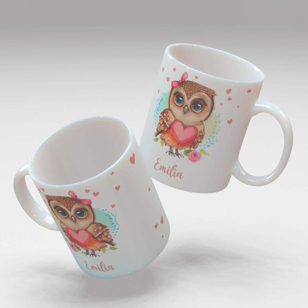 Personalisierte Kaffee - Tasse mit Namen - Eule-1