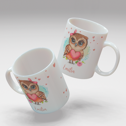 Personalisierte Kaffee - Tasse mit Namen - Eule-1