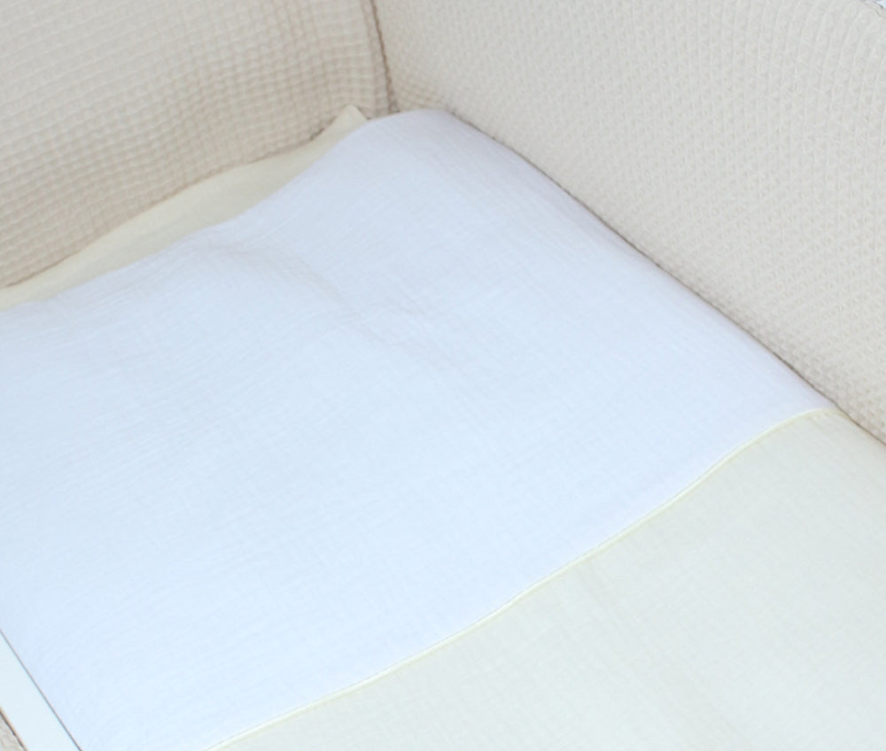 Musselin & Waffelpiqué Bettwäsche Set für Beistellbett- Creme/Creme