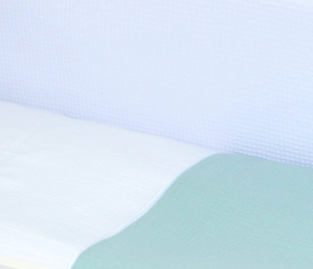 Musselin & Waffelpiqué Bettwäsche Set für Beistellbett- Salbei/Weiß