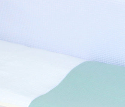 Musselin & Waffelpiqué Bettwäsche Set für Beistellbett- Salbei/Weiß