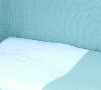 Musselin & Waffelpiqué Bettwäsche Set für Beistellbett- Salbei/Salbei