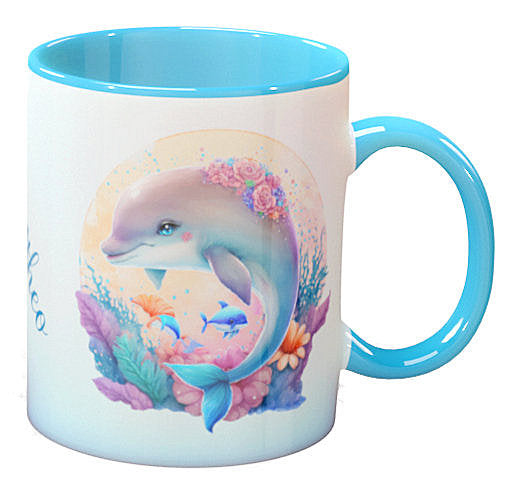 Personalisierte Kaffee - Tasse mit Namen - Delfin-1