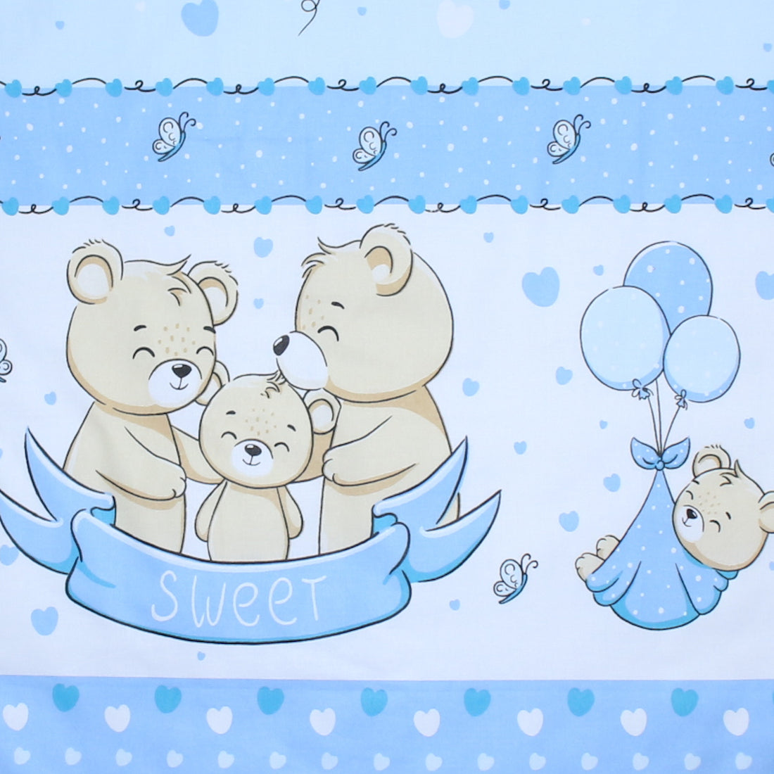 Vorhänge mit Schlaufen Kinderzimmer Gardinen - SWEET Bärchen in Blau