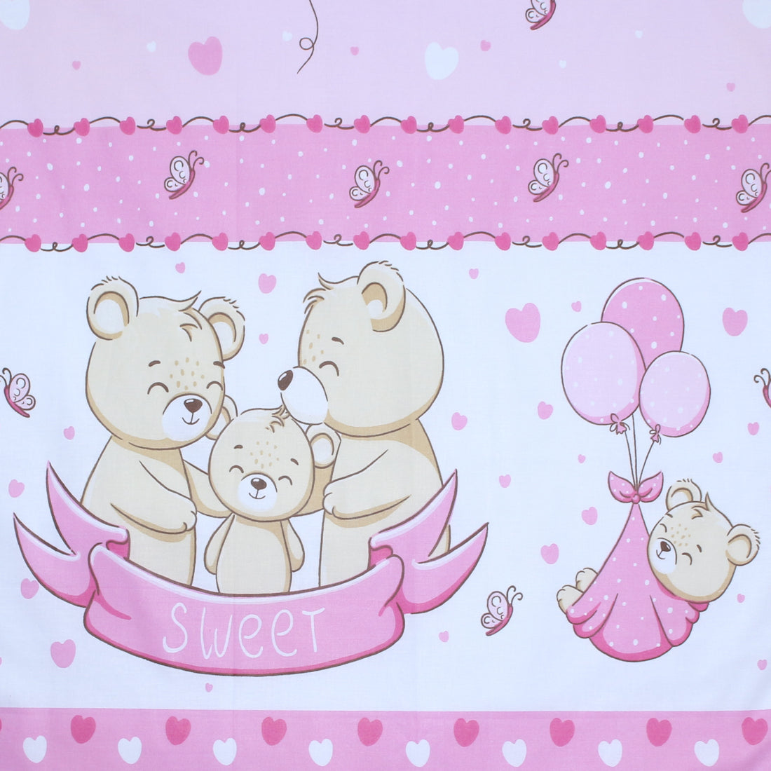 Vorhänge mit Schlaufen Kinderzimmer Gardinen - SWEET Bärchen in Rosa