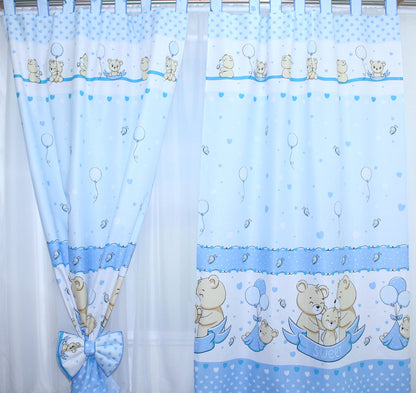 Vorhänge mit Schlaufen Kinderzimmer Gardinen - SWEET Bärchen in Blau