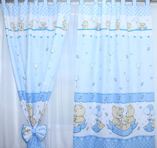 Vorhänge mit Schlaufen Kinderzimmer Gardinen - SWEET Bärchen in Blau