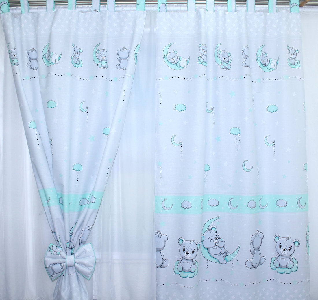 Vorhänge mit Schlaufen Kinderzimmer Gardinen -  Bärchen - MInze