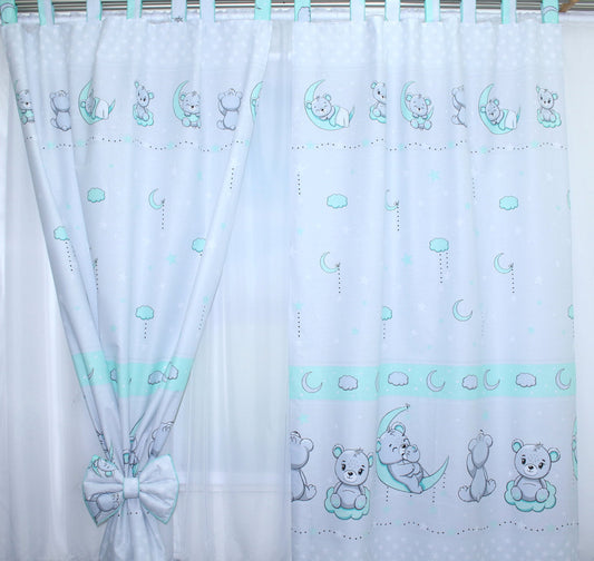 Vorhänge mit Schlaufen Kinderzimmer Gardinen -  Bärchen - MInze
