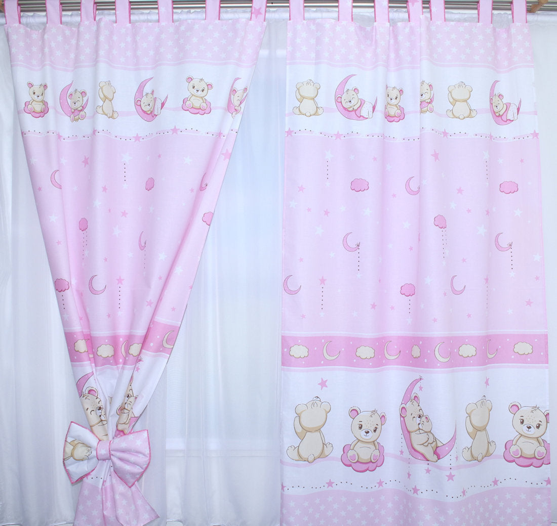 Vorhänge mit Schlaufen Kinderzimmer Gardinen - Bärchen in Rosa