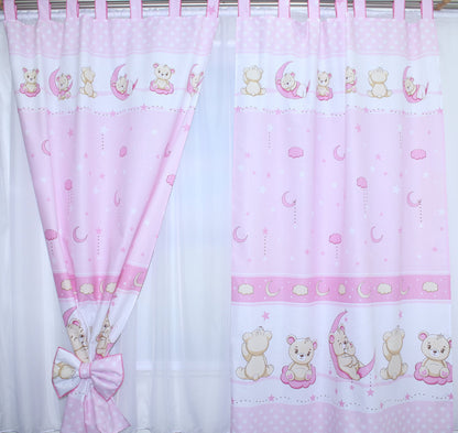 Vorhänge mit Schlaufen Kinderzimmer Gardinen - Bärchen in Rosa