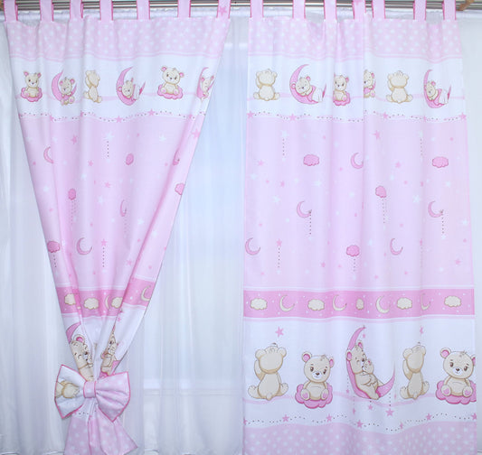 Vorhänge mit Schlaufen Kinderzimmer Gardinen - Bärchen in Rosa