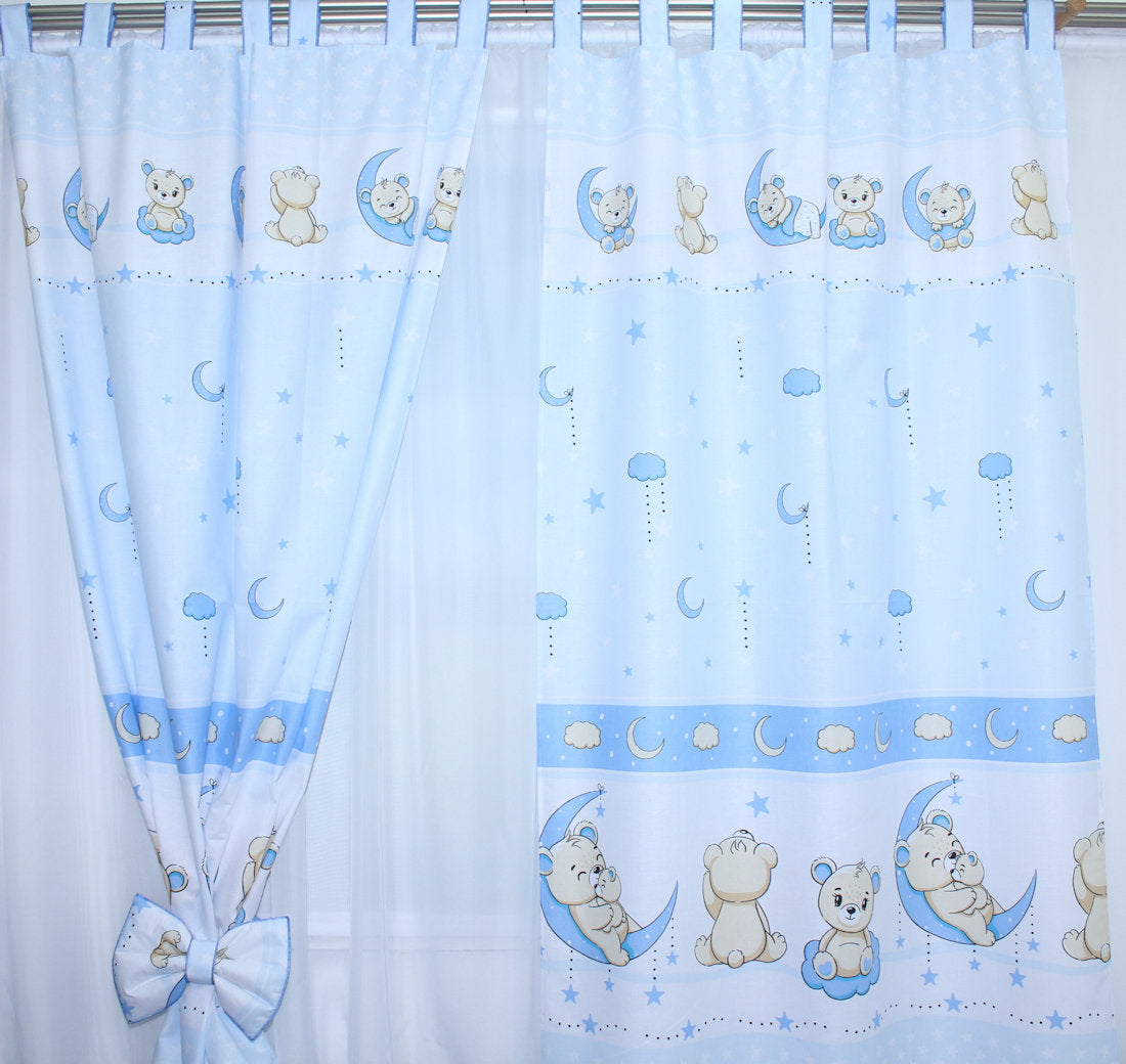 Vorhänge mit Schlaufen Kinderzimmer Gardinen - Bärchen in Blau