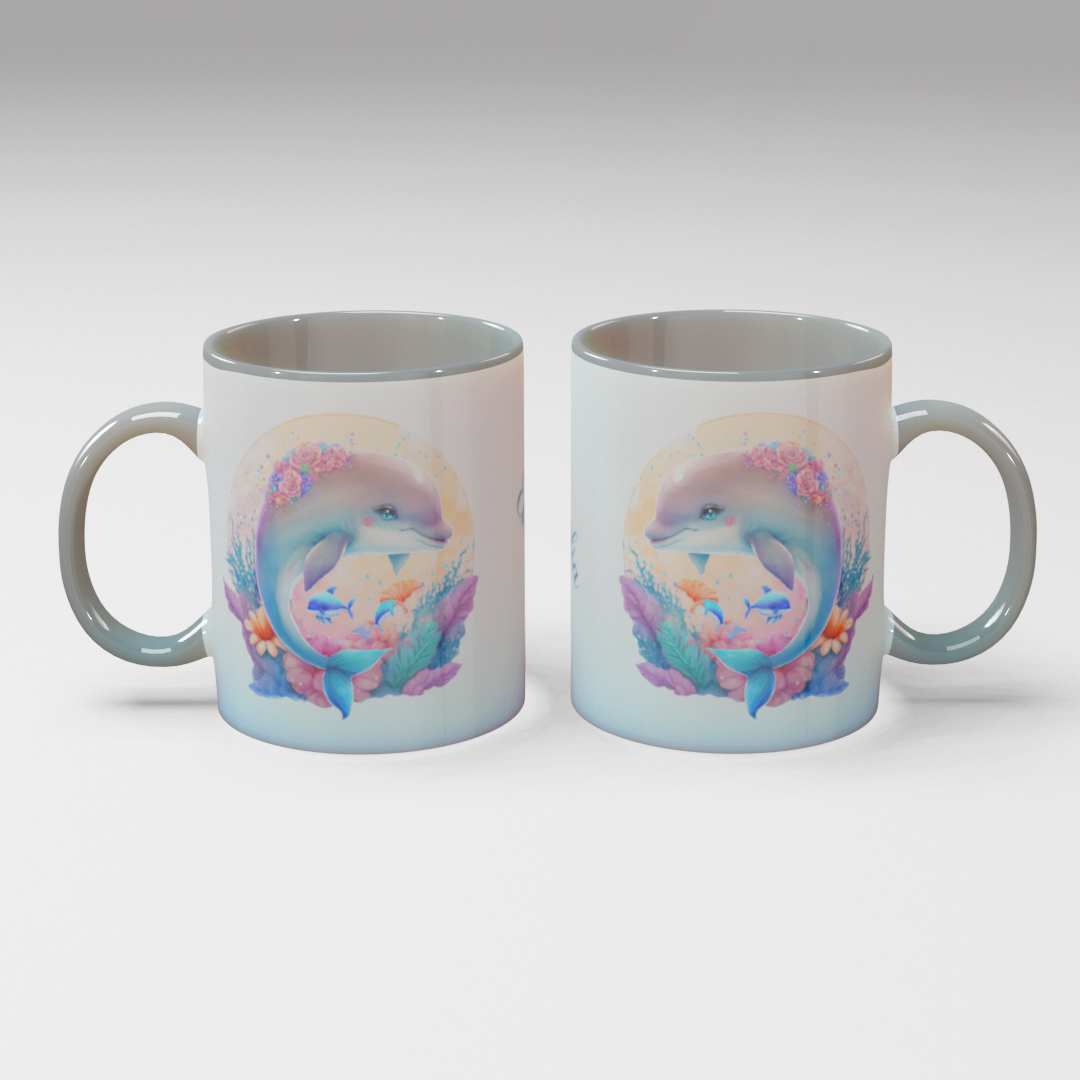 Personalisierte Kaffee - Tasse mit Namen - Delfin-1