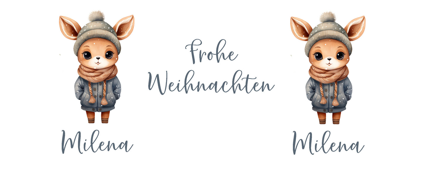 Advent Weihnachten Winter- Tasse mit Namen personalisiert - Woodland-2