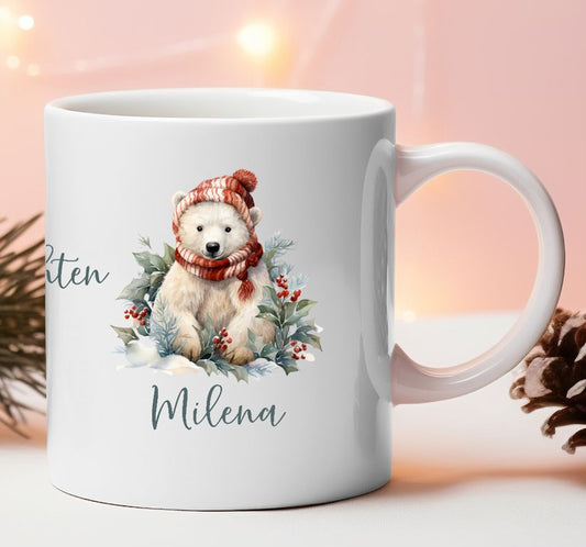 Advent Weihnachten Winter- Tasse mit Namen personalisiert - Woodland-1