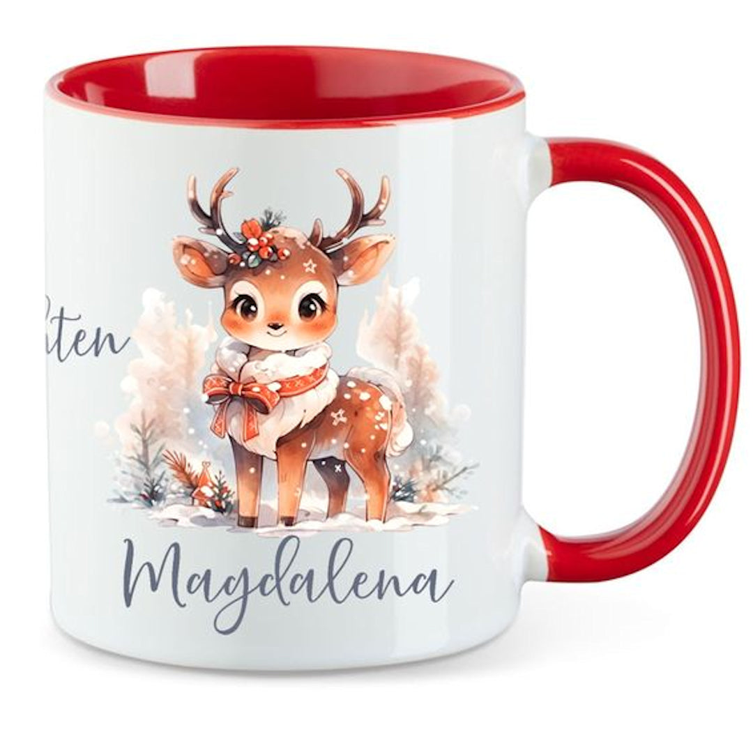 Advent Weihnachten Winter- Tasse mit Namen personalisiert - Woodland-10