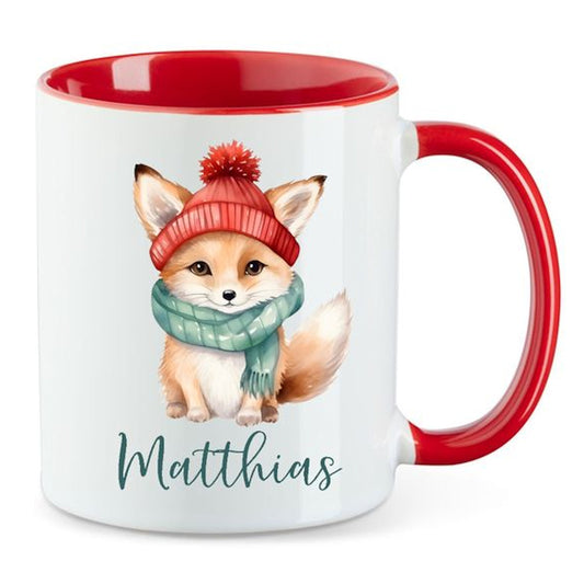 Advent Weihnachten Winter- Tasse mit Namen personalisiert - Woodland-13
