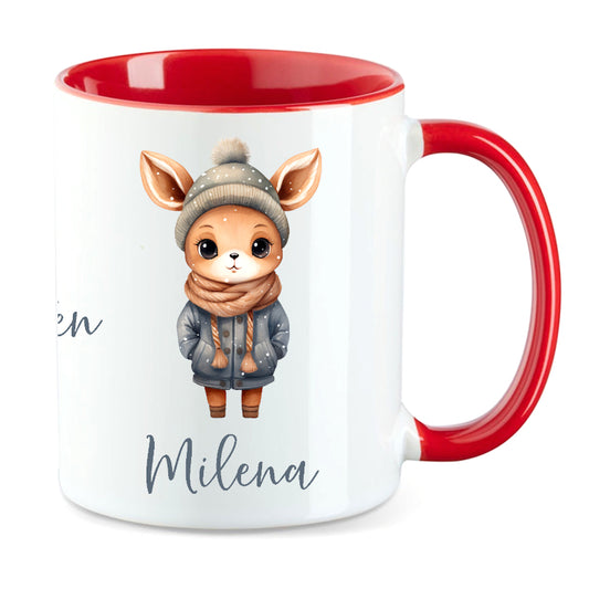 Advent Weihnachten Winter- Tasse mit Namen personalisiert - Woodland-2