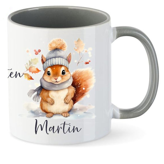 Advent Weihnachten Winter- Tasse mit Namen personalisiert - Woodland-9