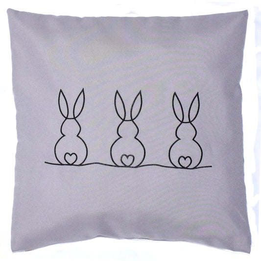 Kissenbezug bestickt Ostern Osterkissen minimalistisch modern- GRAU