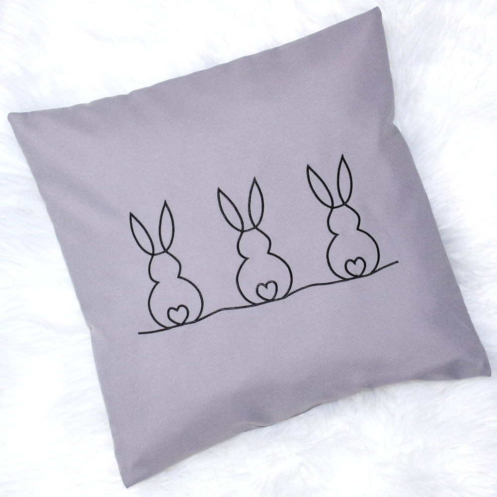 Kissenbezug bestickt Ostern Osterkissen minimalistisch modern- GRAU