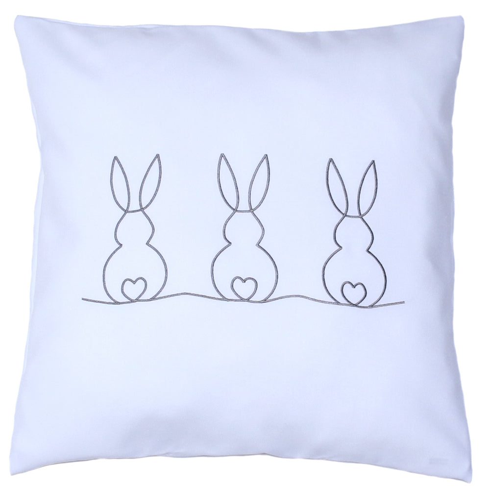 Kissenbezug bestickt Ostern Osterkissen minimalistisch modern - Grau bestickt