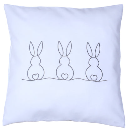 Kissenbezug bestickt Ostern Osterkissen minimalistisch modern - Grau bestickt