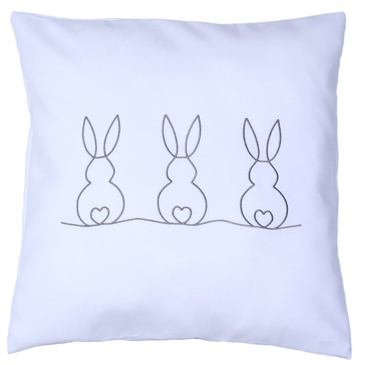 Kissenbezug bestickt Ostern Osterkissen minimalistisch modern - Grau bestickt