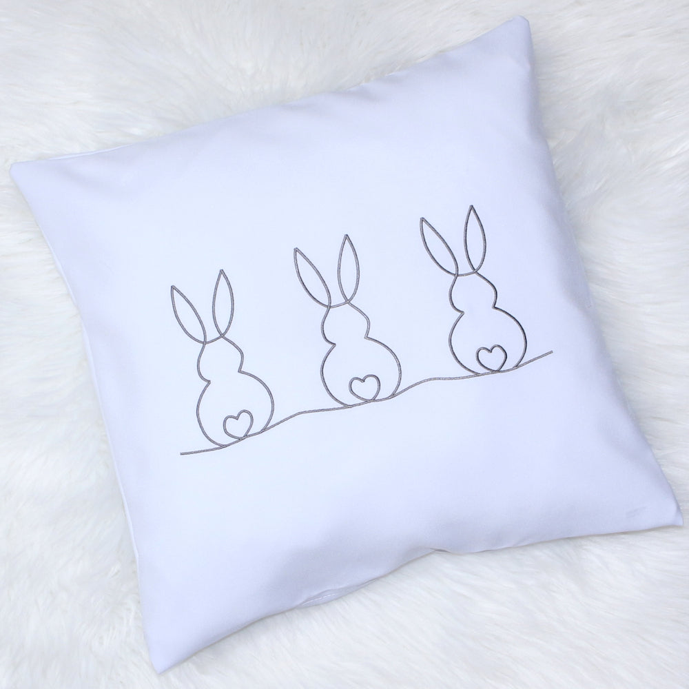 Kissenbezug bestickt Ostern Osterkissen minimalistisch modern - Grau bestickt